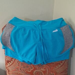Avia Blue and Gray Athletic Shorts Lightweight Design
